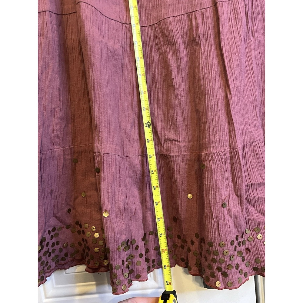 Vintage Y2K dELiA*s Women's Dusty Pink Cotton Tiered Midi Skirt Sequin Size M - Picture 4 of 7